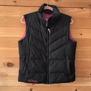 Black Columbia puffy vest with pink lining